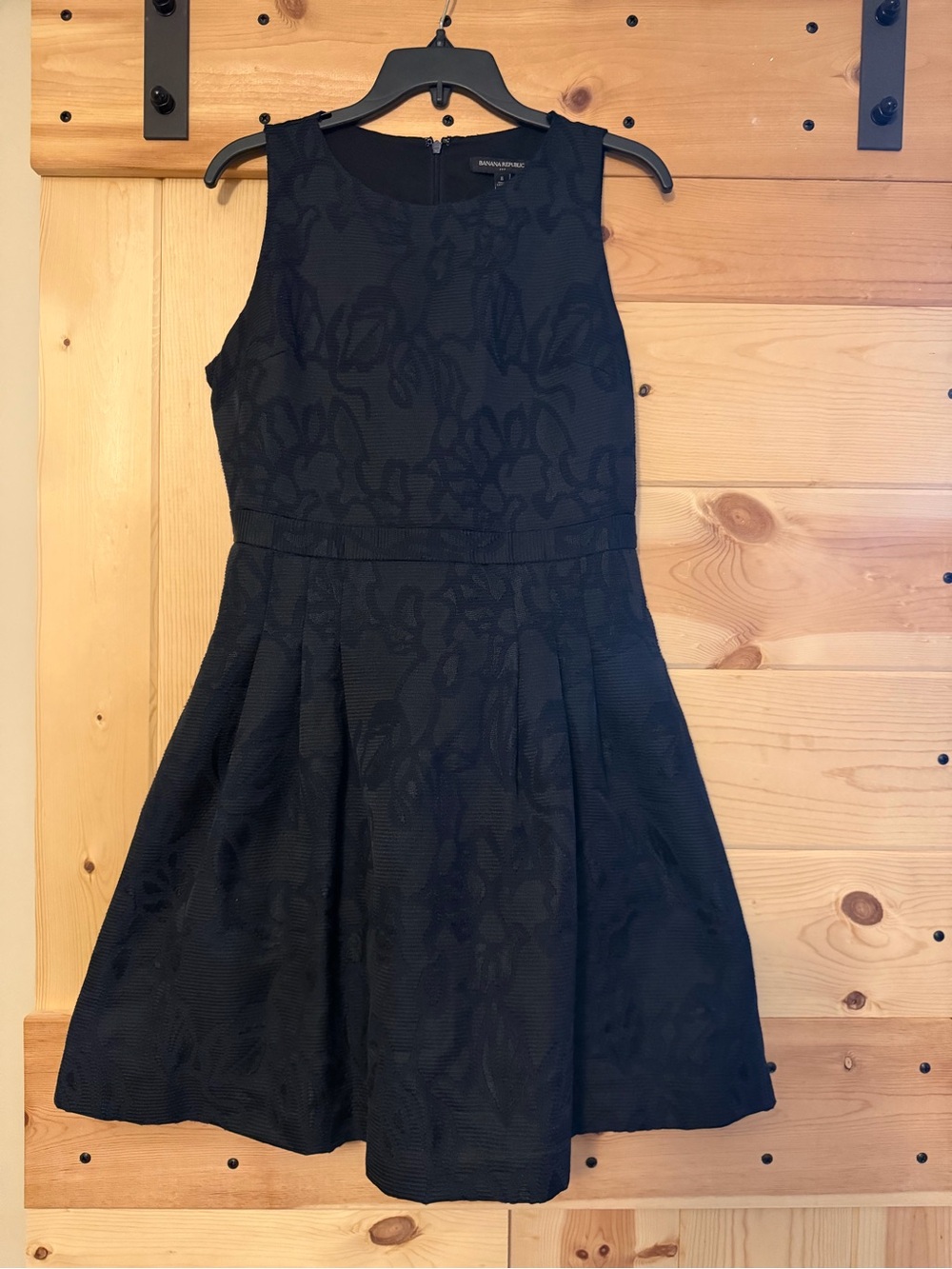 Banana Republic Black Textured Fit & Flare Dress